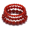 925 Sterling Silver 6mm Red Agate Stone Bead Couple Bracelet Unisex Trendy Jewelry for Wedding Anniversary or Gift