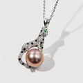 Exquisite 925 Sterling Silver 11mm Pink Pearl Charm Pendant - Animal Design silver pendant pearl jewelry pendant jewelry Anniv