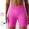 Wholesale Custom Logo Outdoor Gym Running Fitness Peach Sports Shorts Women High Waist Hip Lifting Pants Seamless Yoga Shorts