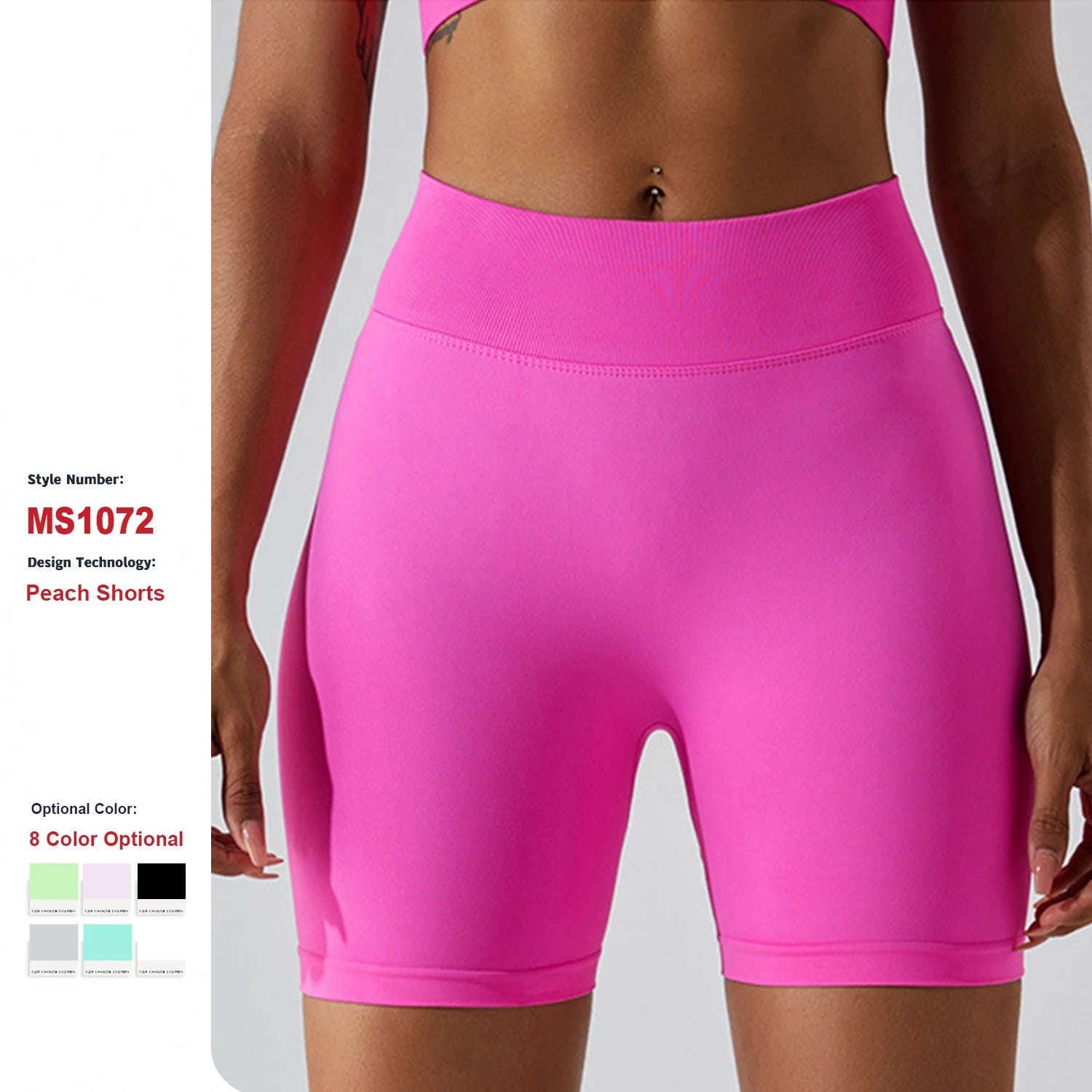 Wholesale Custom Logo Outdoor Gym Running Fitness Peach Sports Shorts Women High Waist Hip Lifting Pants Seamless Yoga Shorts