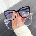 Luxury Trendy Cat Eye Flat Mirror Unisex Anti-Blue Light Glasses Large Frame Optical Mirror New Design PC Material