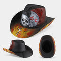 Personalized Graffiti Skull Cross Painted Shapeable Brim Sombrero De Vaquero Western Straw Cowboy Hat