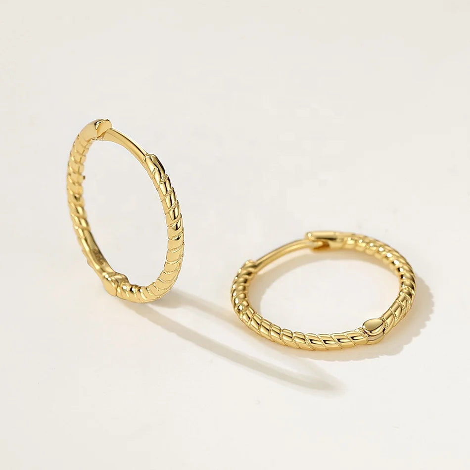 Nagosa Women Dainty 925 Sterling Silver 18k Gold Vermeil Twist Huggie Hoop Earrings