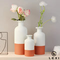 Terracotta Flower Bottle Set Two-toned Clay Vase Set of 3 White Trio Contemporary Ceramic Flower Vases Tabletop Vase Modern