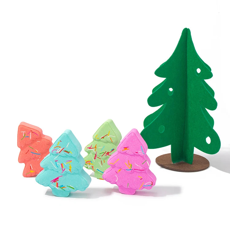 Private Label Spa Bubble Organic Handmade 100% Natural Bath Salt Ball Christmas Tree Shape Relaxing Moisturizing 100g Bath for