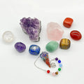 10PCS Crystals and Healing Stones Premium Kit in Gift Box Raw Gemstone Therapy Pendulum Set Reiki Spiritual Relief Anxiety