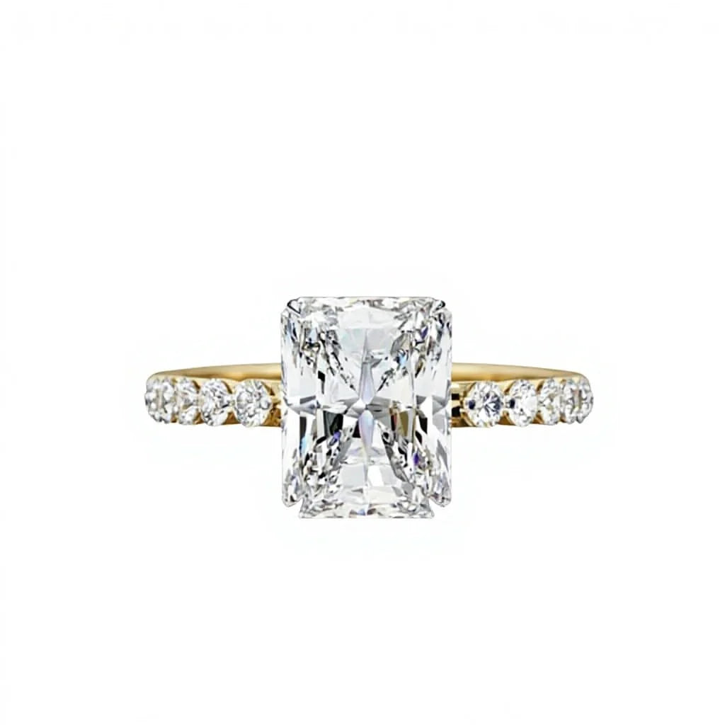 Original 2.50 CT Radiant Cut Moissanite Solitaire Wedding Ring 10K Yellow Gold IGI Certified Religious Party Perfect Gift for