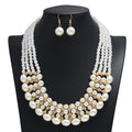 LYX284 Hot Selling Fashion Pearls Jewelry Set Women Multi Layer Pearls Necklace Earrings Set Jewelry