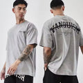 Men's Plus Size Custom T-Shirts Oversized Knitted Cotton Drop Shoulder GYM Workout Customized for Workout or Daily Use