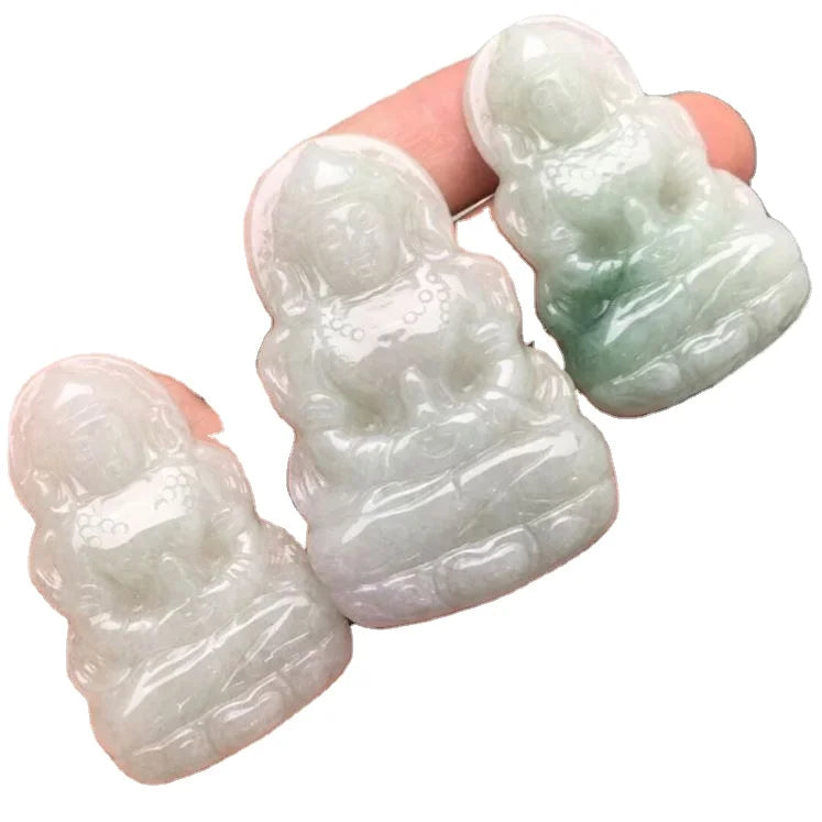 Certified Jadeite Type a Burma Jade  Jade Tara Guanyin Pendant Pendant Jade Handicraft Factory Wholesale