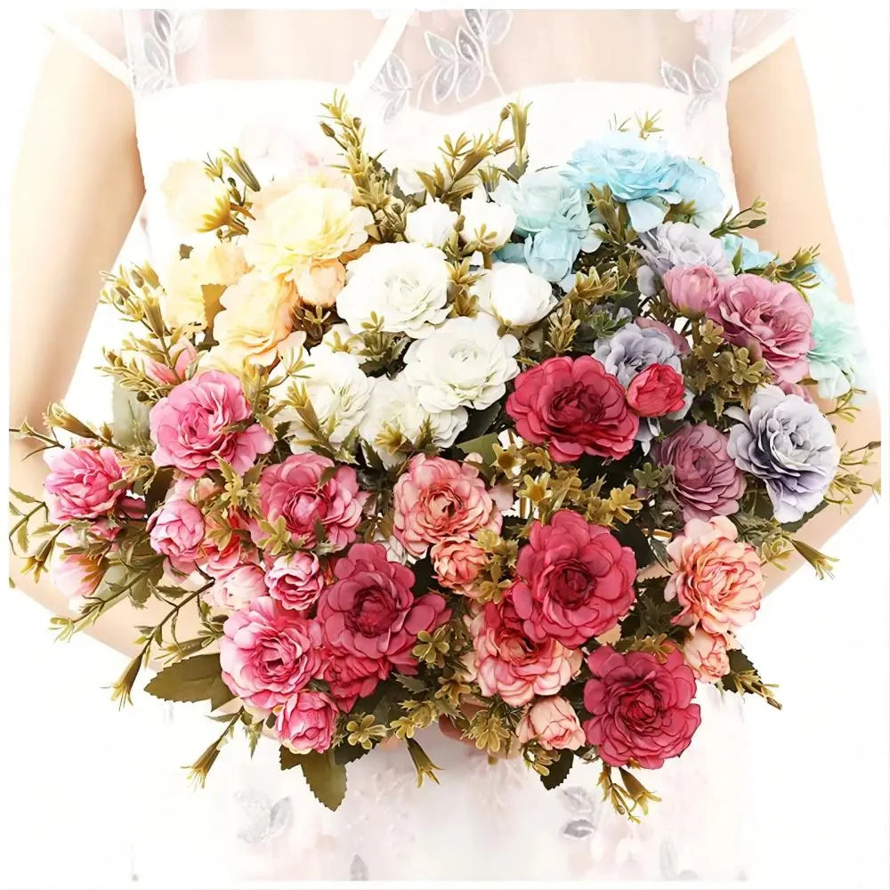 Wholesale 7 Forks  Azalea Flower  Silk Small Artificial Flowers Bouquet for Home Wedding  Decoration