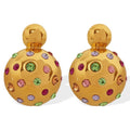 Fashion Colorful Bling Cubic Zirconia Stainless Steel Half Round Half Empty Stud Earrings High-Grade Luxury Trendy Jewelry