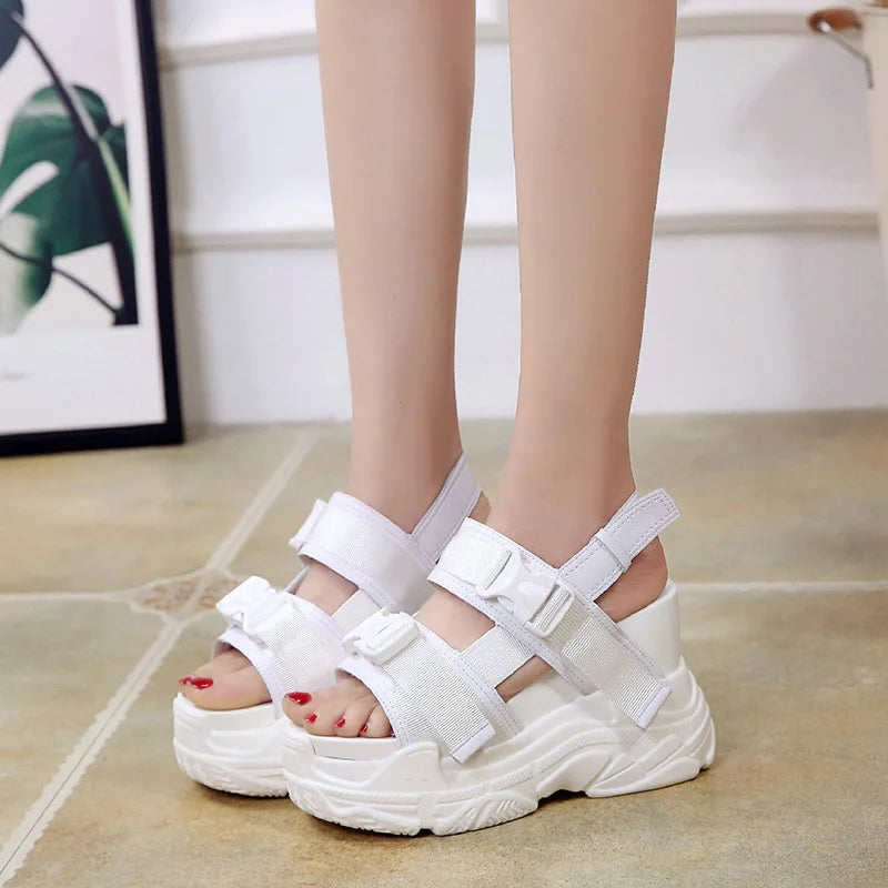 BUSY GIRL AL5327 Light Weight Platform Shoes Women Wedge Shoes Wedge Heel Platform Sandals