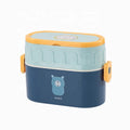 New Cute Plastic Double-layer Cartoon Oval Lunch Box Double-layer Portable High-capacity Children's Lunch Box Food Container
