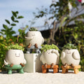 R77 Creative Desk Garden Balcony Decorative Pot & Landscape Flower Container Mini Cute Resin Planter for Succulents