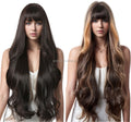 Wholesale Synthetic Hair Wigs 30 Inch Bangs Big Waves Fashion Long Curly Hair Mixed Brown Gold Brown Water Wave Wig Women Hair