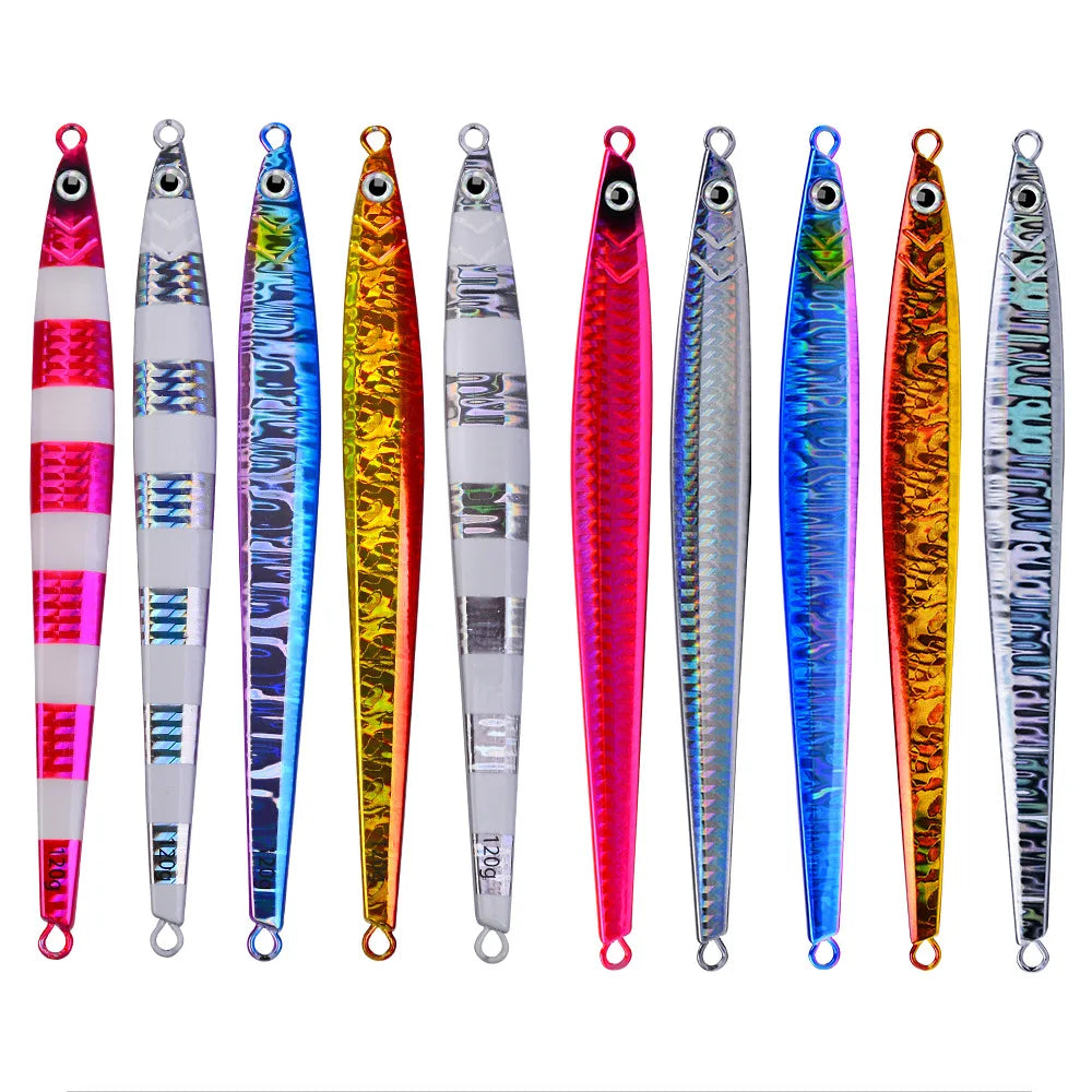 80g 100g 120g Jigging Lures Saltwater Fishing Luminous 3d Lure Eyes Trolling Metal Jigs Fast Jigs