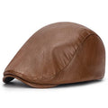 Women Vintage Leather Beret Flat Cap Gatsby Newsboy Driving Ivy Hat