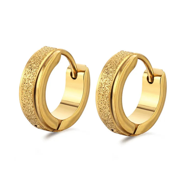 Paslanmaz Celik Kupe Frosted C Shape Fashion Simple Stainless Steel Earring Orecchini Cerchio Gold Plated Black Earring