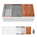 33*19 Single Bowl Farmhouse Workstation Kitchen Sink Porcelain White Undermount  Ceramic Farmhouse Sink