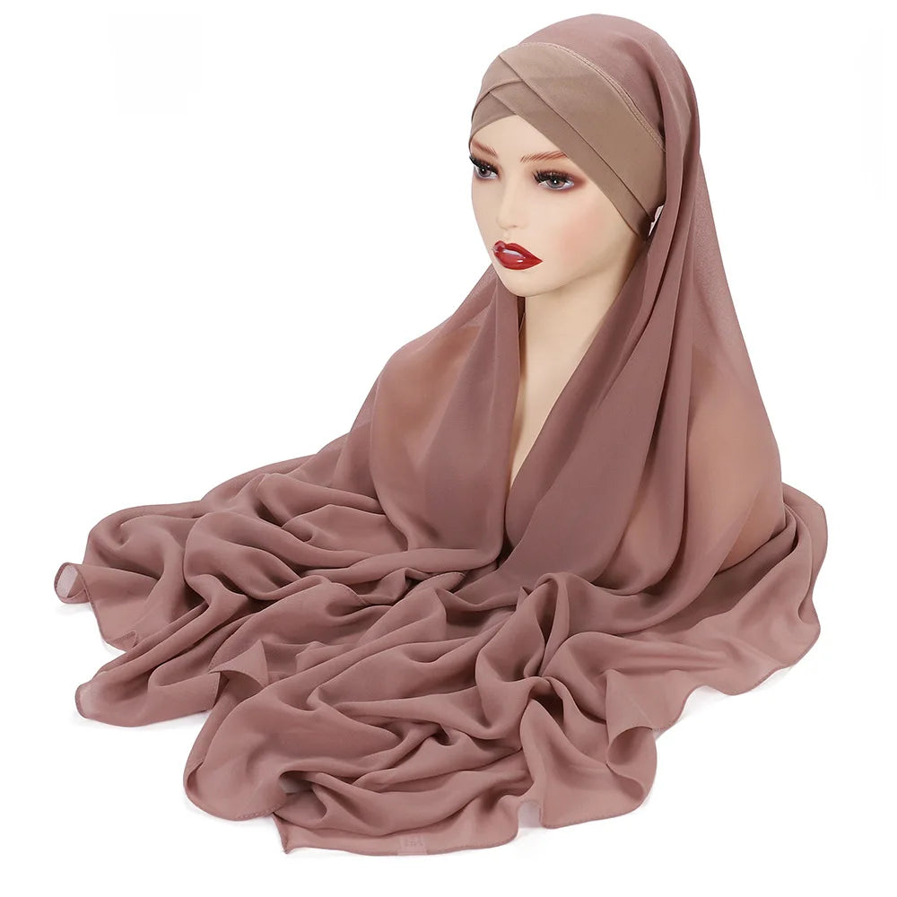 New Solid Colors Arabian Islamic Headscarf Premium Instant Spring Long Scarf Women Muslim Chiffon Hijab