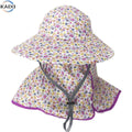 Summer Regular Flower Style Large Brim Tea Picking Hat With Uv Protection and Neck Protection for Outdoor Use
