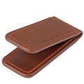 Custom Logo Vintage Crazy Horse Leather Men Money Clip Fashion Small Portable Cash Clip