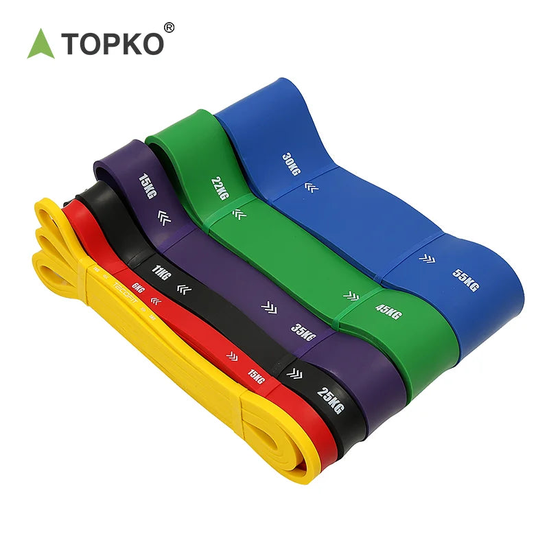 Topko in Stock Hot Selling Private Label Latex Resistance Bands Low Price Fitness Resistance Power Bands Set