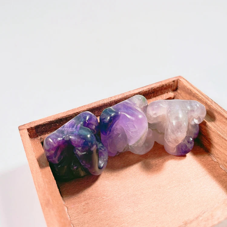 Hongzhuo New Semi-precious stones gemstone ganesha statue crystal animals carved stone carving sculpture amethyst Crafts