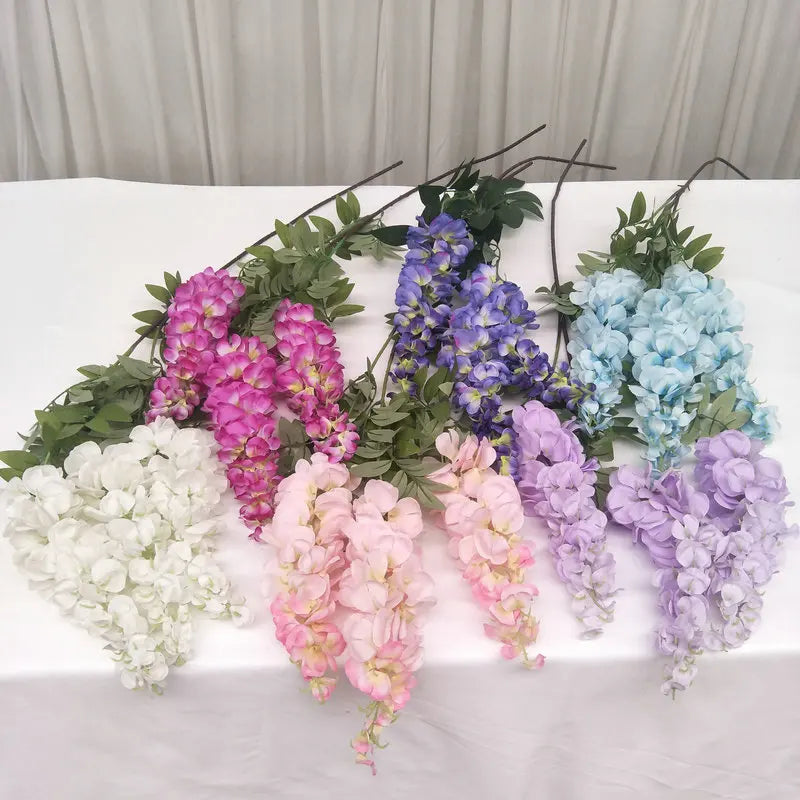 Hanging Garland Vine Fake Flower String Artificial Silk Flowers Wisteria for Home Wedding Decor