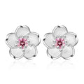 Elegant Fashion Earrings Women's Romantic Cherry Blossom Fresh Earring Handmade Zircon Earring