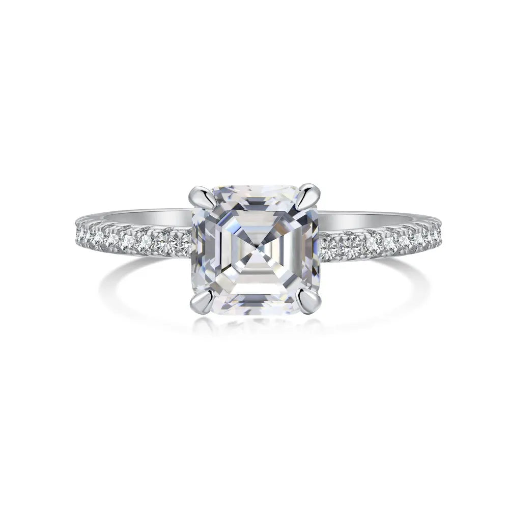Dylam 5A Cubic Zirconia Square Diamond Rings Geometric Rings for Women Shiny Dainty Minimalist Plated Jewelry Ring for Women