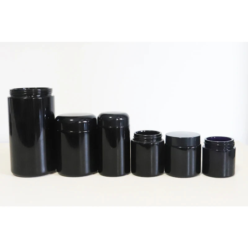 5g 15g 30g 50g 100ml Uv Violet Glass Jar 250ml 500ml Black Dark Violet Cosmetic Cream Glass Stash Jar with Screw Top Lid