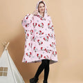 Custom Logo Sherpa Wearable Hoodies Blanket Extra Warmer Winter Outfit Double Layer Hooded Hoodie Blankets with Sleeves
