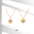 HOVANCI 14k Gold Filled Stainless Steel Necklace in Bulk Double Eye Rainbow Color Zircon Waterproof Necklace