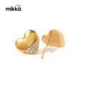 High Quality Heart Cubic Zircon Shiny CZ Stone 18k Gold Plated Stainless Steel Stud Earrings Jewelry