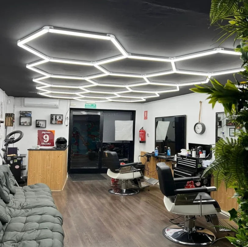 Factory Price Hexagon Garage LED Light Car Workshop Detailing Ceiling LED Light Customization Support Barber Shop Hexagon Light