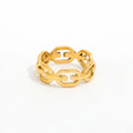 Joolim Jewelry 18K Gold Plated Chunky Hollow Link Chain Stainless Steel  Rings for Women Tarnish Free & Waterproof