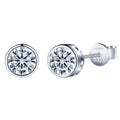 0.5ct 1.0ct D Color VVS1 Bezel Setting Classic Moissanite Studs Round Cut Loose Gemstones S925 Sterling Silver Earrings