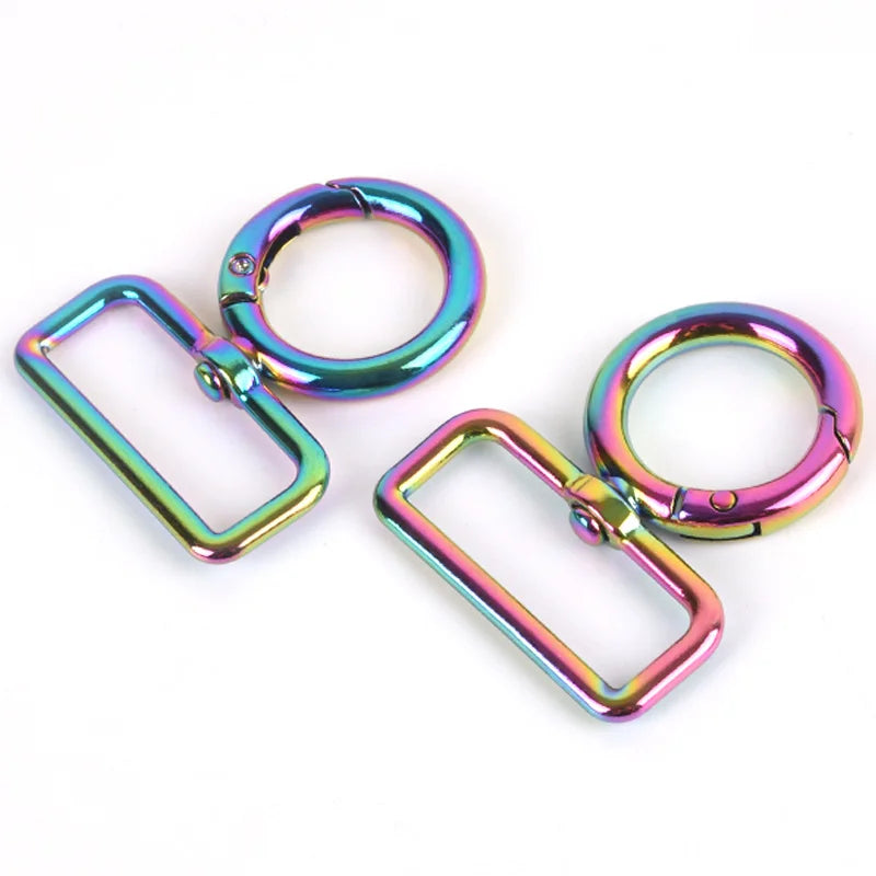 Factory Price 32mm Rainbow Shoulder Strap Hook Buckle Open Spring Ring Connection Hook