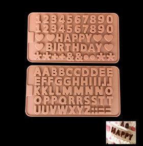 Happy Birthday Numbers Symbols and Letters Silicone Mold DIY Alphabet Mold Silicone for Candy Chocolate