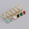 Classic Design 18K Gold Plated 925 Sterling Silver Colorful Cz Pendant Hoop Drop Earrings Girl Women