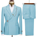 New Metal Clasp Design Mens Suits 2 Pieces (Blazer+Pant) Pink Beige Khaki Slim Fit Daily Prom Wedding Suits Set for Men