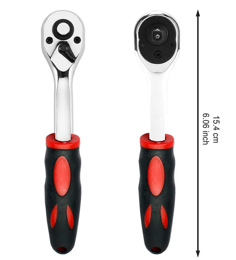 YUHANG 1/4-Inch Drive 72-Tooth Quick-release Reversible CR-V Plastic Handle Ratchet-DIY OEM Carbon Steel 80 NM Max Torque 55-60