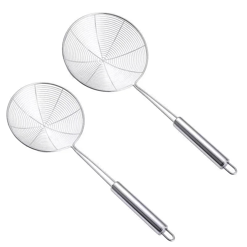 Large Stainless Steel Wire Kitchen Colander for Home Use Filters Water & Oil for Frying Noodles Dumplings Utensils Cooking MegaBDM