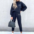 F240064 Custom Logo Women's Sports Wear Outfit Tracksuit Women Two Pieces Oversize Loose Jogger Sweatpants and Plus Hoodie Set