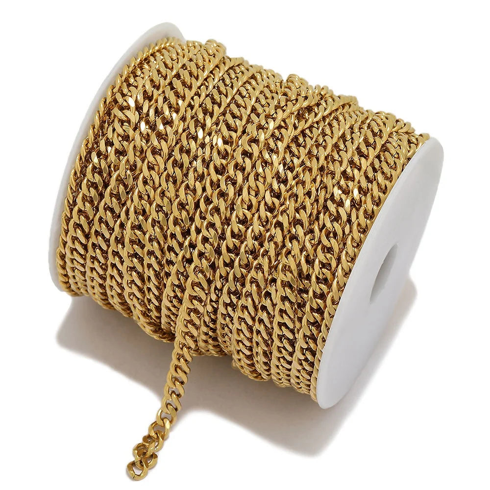 1 Meter Stainless Steel Tone Flat Cuban Figaro Chain Necklaces Findings Bracelets Supplies Jewelry Making Accessories
