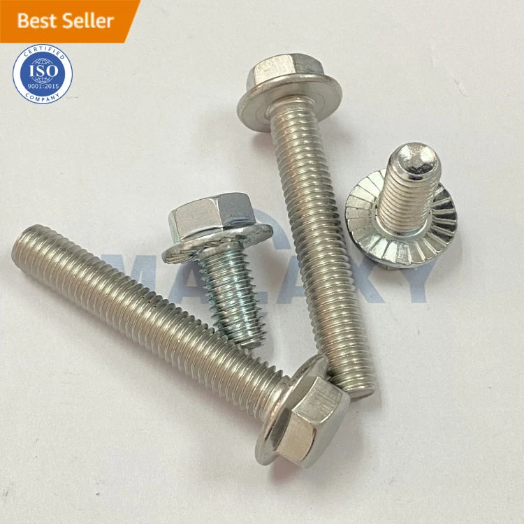 MALAXY Din6921 Zinc Flange Bolt M6 M8 M10 M12 Black Oxide Hex Head Flange Bolts Din 6921 Flanged Hexagon Head Bolts
