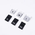 Custom S M XX Luxury Fabric Garment Size Abels Clothing Neck Hang Tags Ogo Print Center Fold Woven Tags Custom Packaging Abels
