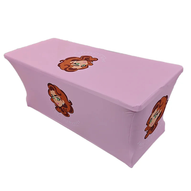 Custom Table Cover for Trade Shows and Weddings 6ft 8ft Draped Table Cloth for Exhibition and Wedding Events